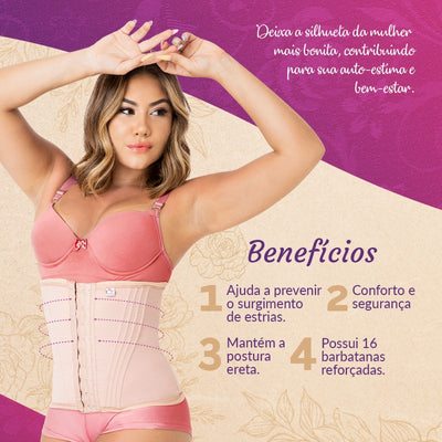 CINTA MODELADORA 16 BARBATANAS BEGE - BEM ESTAR LIFE - Fastdiet ~  @fastdietbr