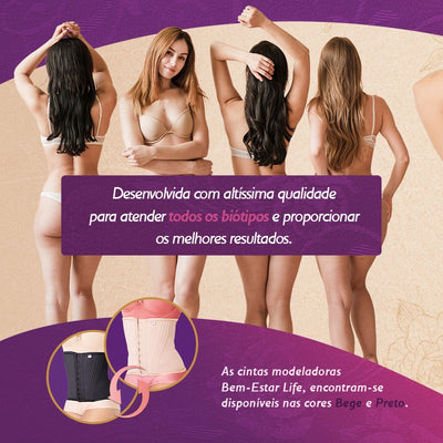 CINTA MODELADORA 16 BARBATANAS PRETA - BEM ESTAR LIFE